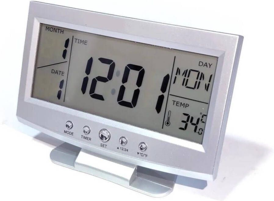 A&K Digitale Weerstation Thermometer | Klok | Voor Binnen | Inclusief Batterij | Zilver