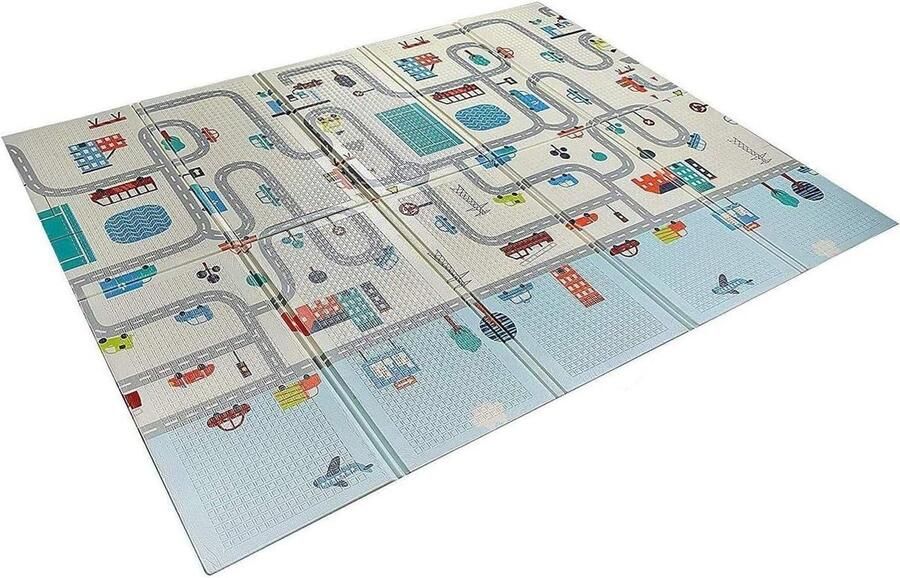 Dikke opvouwbare antislip speelmat voor baby's extra groot en waterdicht draagbaar en dubbelzijdig meerkleurig 180 x 200 x 10 cm
