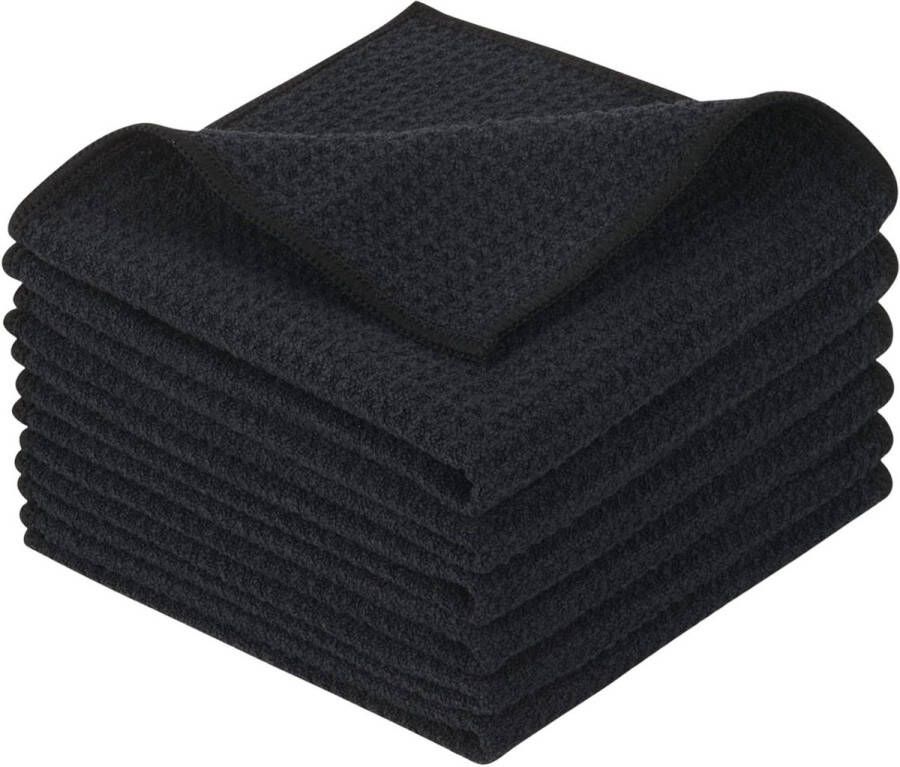 Dikke Wafel Weave Microfiber Vaatdoeken Ultra Absorberend 30cm x 30cm 6 Pack Zwart
