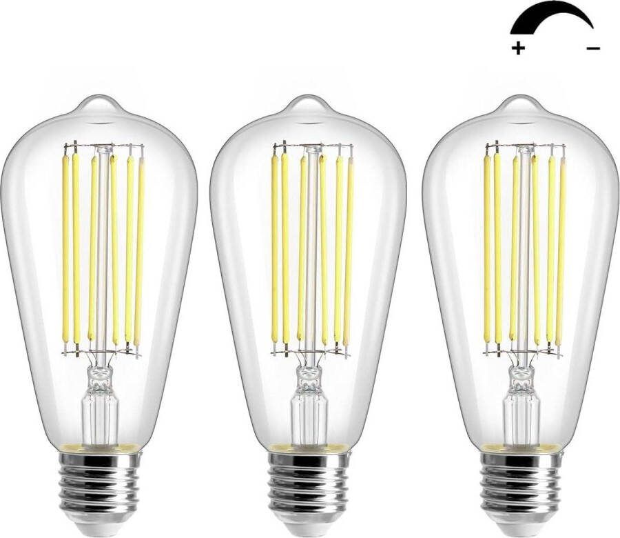 Dimbare 10W LED Edison lamp ST64 E27 vintage Koud wit 1000LM 3 Pack Vervangt 100W gloeilamp