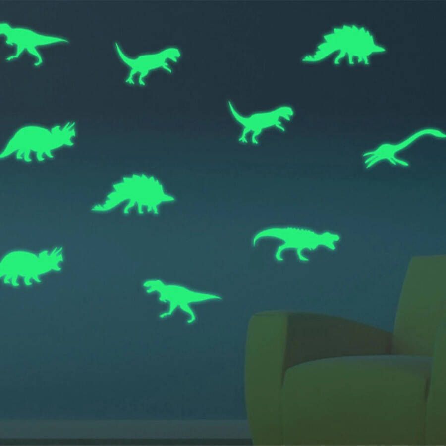 Dino Glow In The Dark Set Glow In The Dark Muurstickers Plafondstickers Dino s Groen Verlicht Dinosaurus Glow In The Dark Glow In The Dark Muursticker – Nep Nino s – Versiering – Licht Versiering – Lichtgevende Dino s – Dinosauriërs