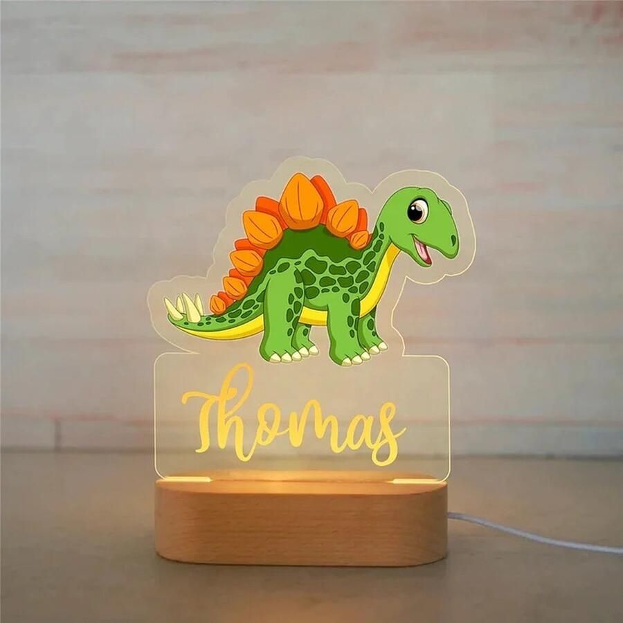 Dinosaurus nachtlampje met naam- Dino kado lamp Kind