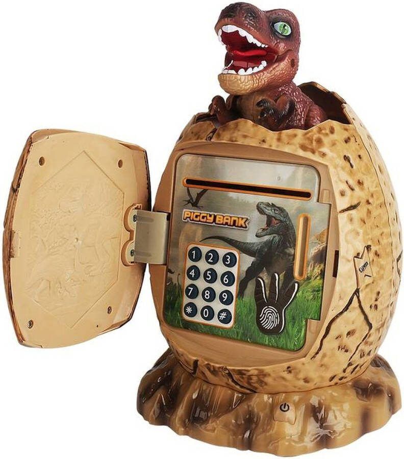 Dinosaurus spaarpot digitaal elektronisch lichtgevend bruin