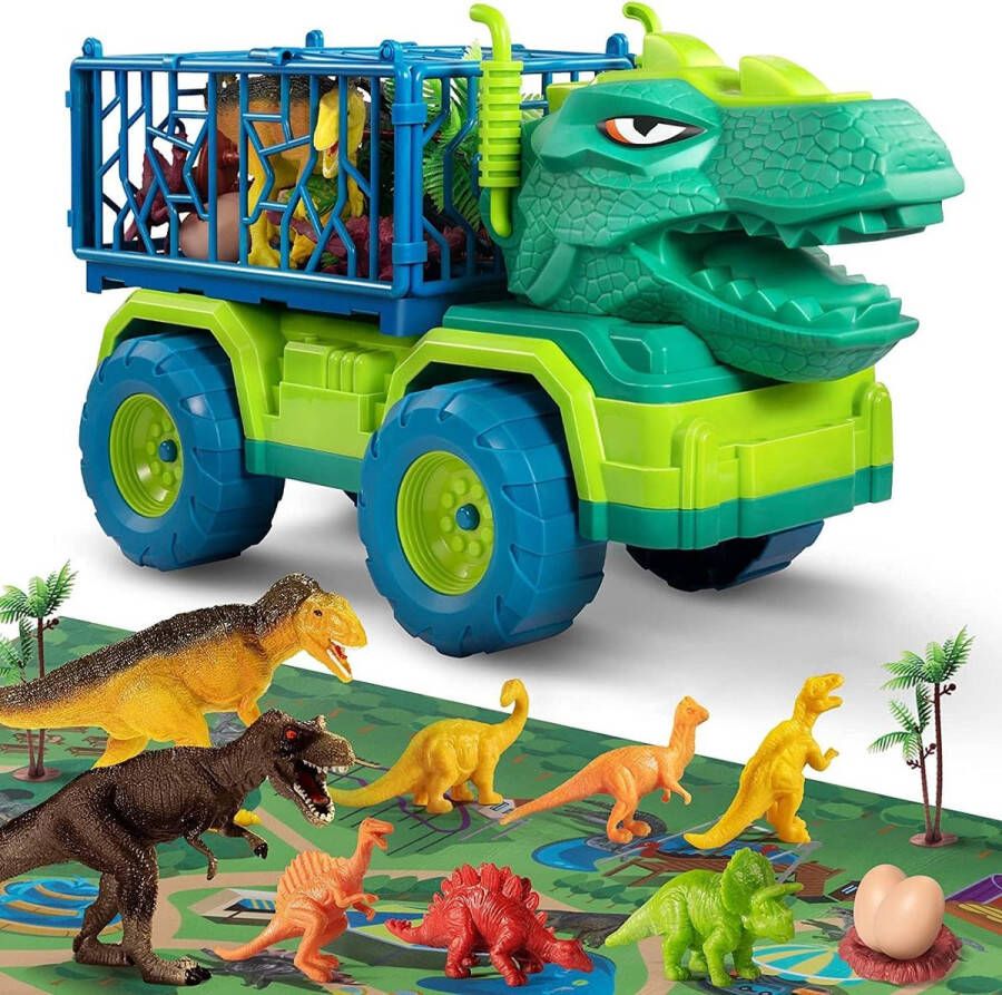 Dinosaurus Speelmat Dino Speelkleed Dinosaurus Vrachtwagen Vloerkleed Dinosaurussen Dino speelset Speelgoed voor jongens T-rex Truck