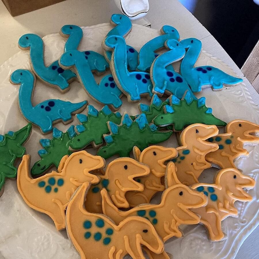 Dinosaurus uitsteekvormpjes 8-delige set met Trex Brontosaurus Sp rus Brachiosaurus Triceratops Dinosaurus Hoofd Voetafdruk Dinosaurus Cookie Cutter voor Kinderen Dino Party