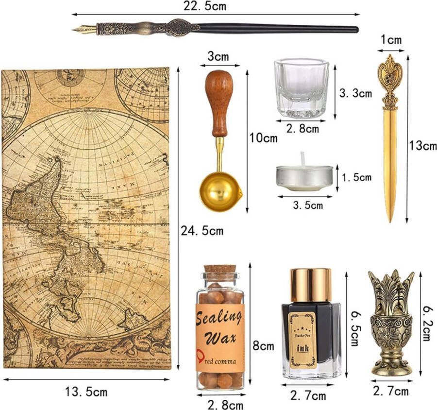 Dip Pen kalligrafieset met Geschenkdoos Sealing Wax Kit voor Vintage Zegellak en Brief Inktflessen Penhouder Studentenkalligrafie Schrijfpen Kalligrafie Set voor Beginners