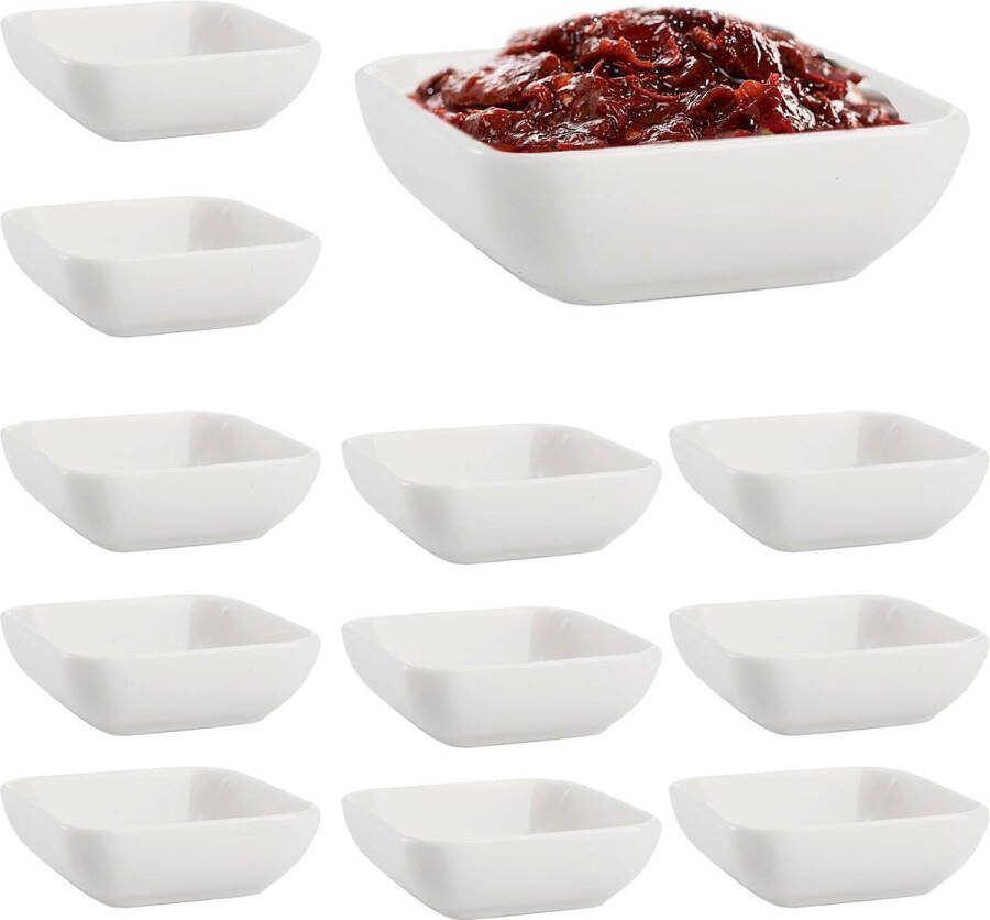 Dipschaaltjes sausschaaltjes vierkant 12-delige set dipkommen dessertkommen 7 3 x 2 7 cm witte sushischaaltjes voor snack sushi sojasauzen bijgerechten en fruit