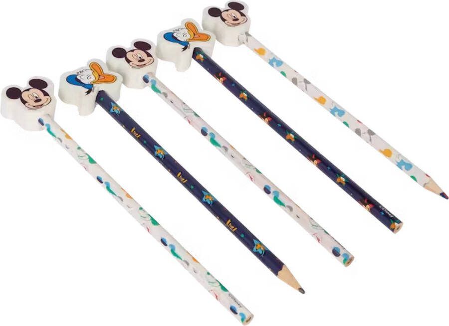 Disney Potloodset Mickey Mouse 5 Potloden 5 Gummen Kerstkado