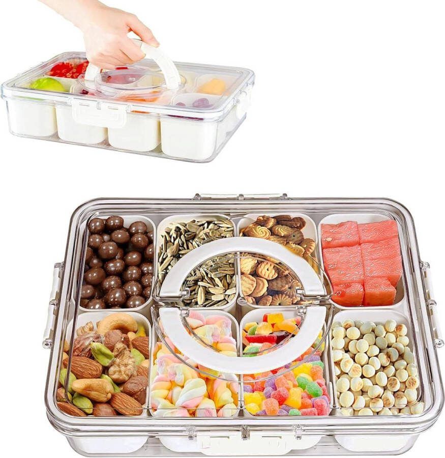 Divided tray with lid snack box for fruit vegetables storage fridge organizers picnic accessories