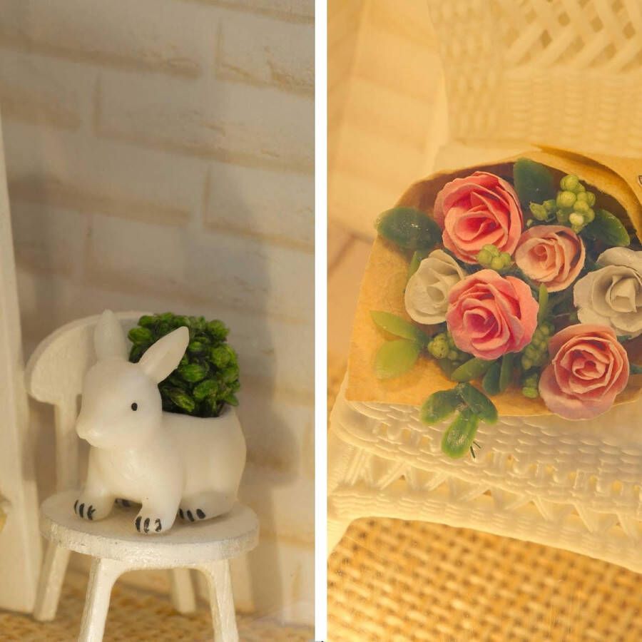 DIY Fotolijst Miniatuur Huis Kit om Handgemaakte Mini Kamer te Bouwen Met Stofdicht en Meubilair voor Decoratie Creatieve Handwerk Cadeaus voor Vrouwen (Zonnig Huis)