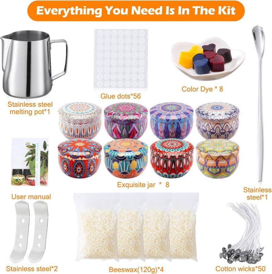 DIY Kaarsenset DIY Kaarsen Maken Kit DIY Kaarsen Maken Accessoires Geurkaars Geschenken Set Inclusief Bijenwas Kaarsendoosjes Kaarsenlonten Geschenken voor Vrouwen