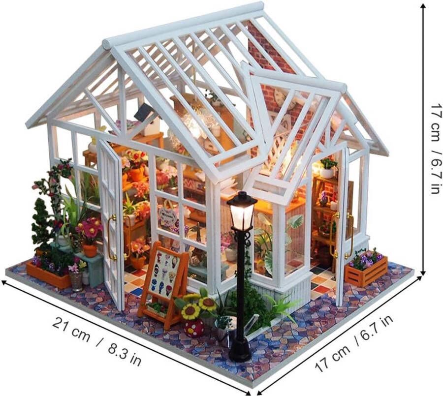 DIY Miniatuur Huis Poppenhuis Kit met Meubels en Muziek Mini Huismodel Kit Handgemaakte Ambachtelijke Cadeaus voor Vrouwen Bloemenwinkel