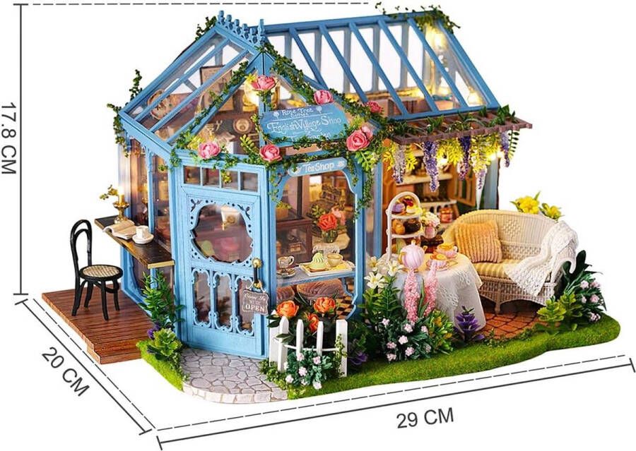 DIY Miniatuur Huis Poppenhuis Kit met Meubels en Muziek Mini Huismodel Kit Handgemaakte Ambachtelijke Cadeaus voor Vrouwen Theetuinwinkel