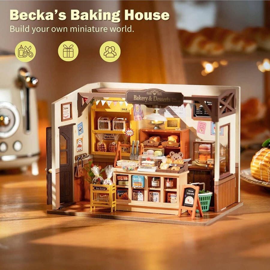 DIY Miniatuur Poppenhuis Kit Bakken Huis Houten Poppenhuis Model Boek Nook Kit Craft Kits Cadeaus voor Volwassenen en Tieners