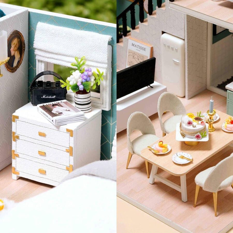 DIY Miniatuur Poppenhuis Kit met Muziek DIY Miniatuur Huis Kit met Meubels Handgemaakte Ambachten Miniatuur Poppenhuis Geschenken Comfortabel Leven