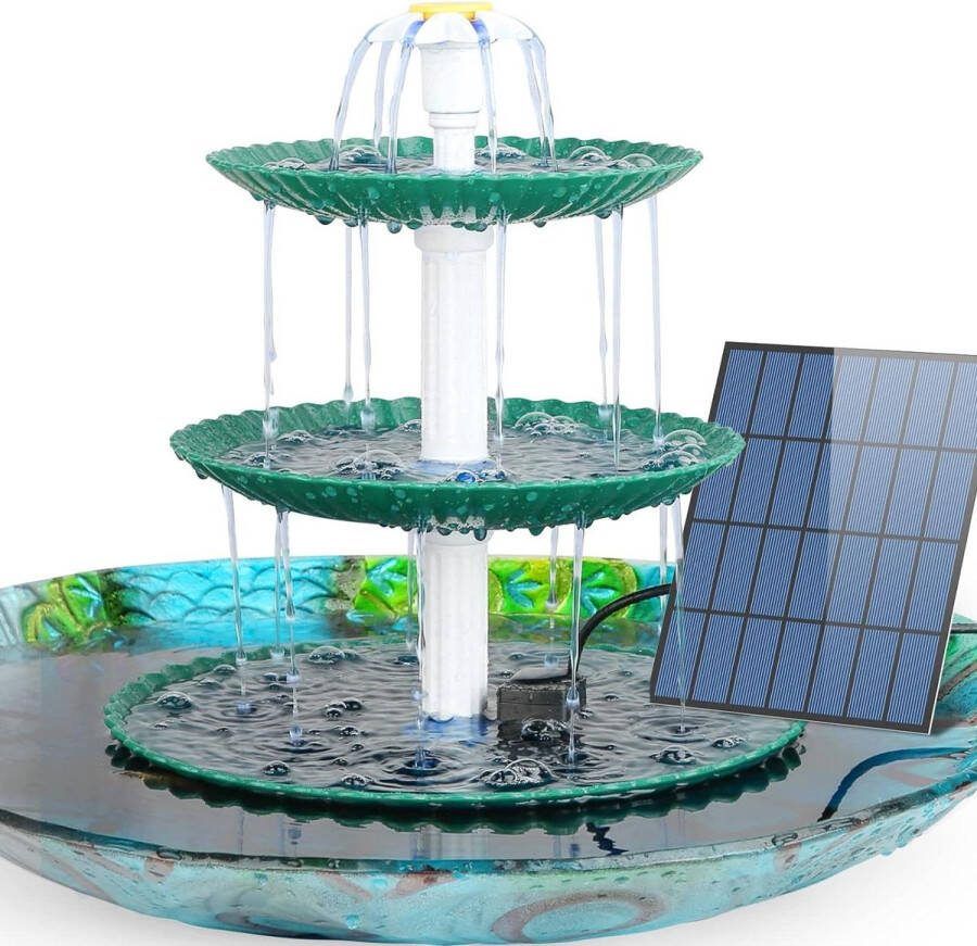 DIY zonnefontein voor vogelbad 35 W 3 niveaus afneembaar tuindecoratie vogelvoederhuis zonne-energie waterspuit AISITIN Solar Fontein