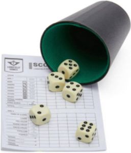 Merkloos Dobbelset Speelset Beker Inclusief 5 Dobbelstenen En Scoreblok Dobbelspellen