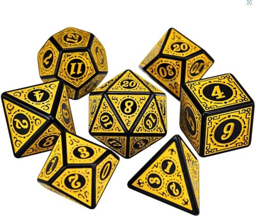Dobbelstenen 7 stuks 12-Zijdig 6-zijdig 4-zijdig Veelzijdig Vrije Tijd Entertainment Speelgoed Game D&D Dungeons and dragons Geel