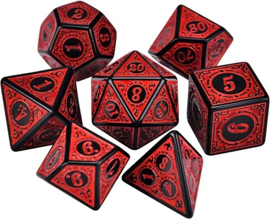 Dobbelstenen 7 stuks 12-Zijdig 6-zijdig 4-zijdig Veelzijdig Vrije Tijd Entertainment Speelgoed Game D&D Dungeons and dragons Rood