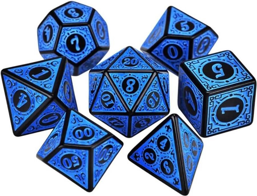 Dobbelstenen 7 stuks 12-Zijdig 6-zijdig 4-zijdig Veelzijdig Vrije Tijd Entertainment Speelgoed Game D&D Dungeons and dragons Blauw