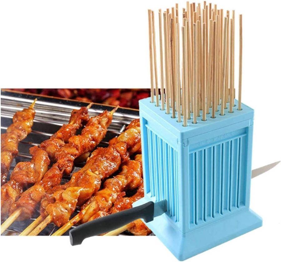 Dobbelstenen voor grillspiesen- vlees en groenten blokjes grill stringer 49 pannen grill shish kebab maker gereedschap blauw
