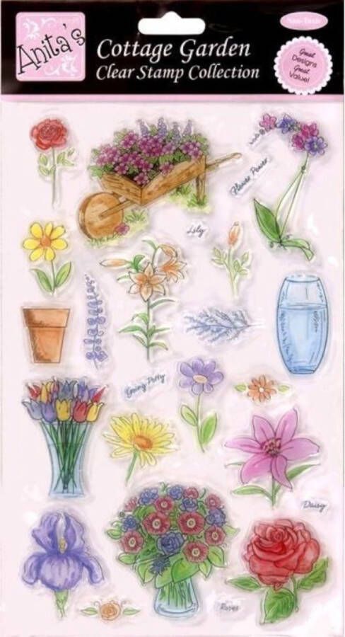 Docraft clear stempel cottage garden bloemen