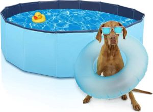 Dog Pool for Dogs Foldable Dog Pool 120 cm for Small and Large Dogs Foldable Pet Shower Basin Non-Slip Swimming Pool