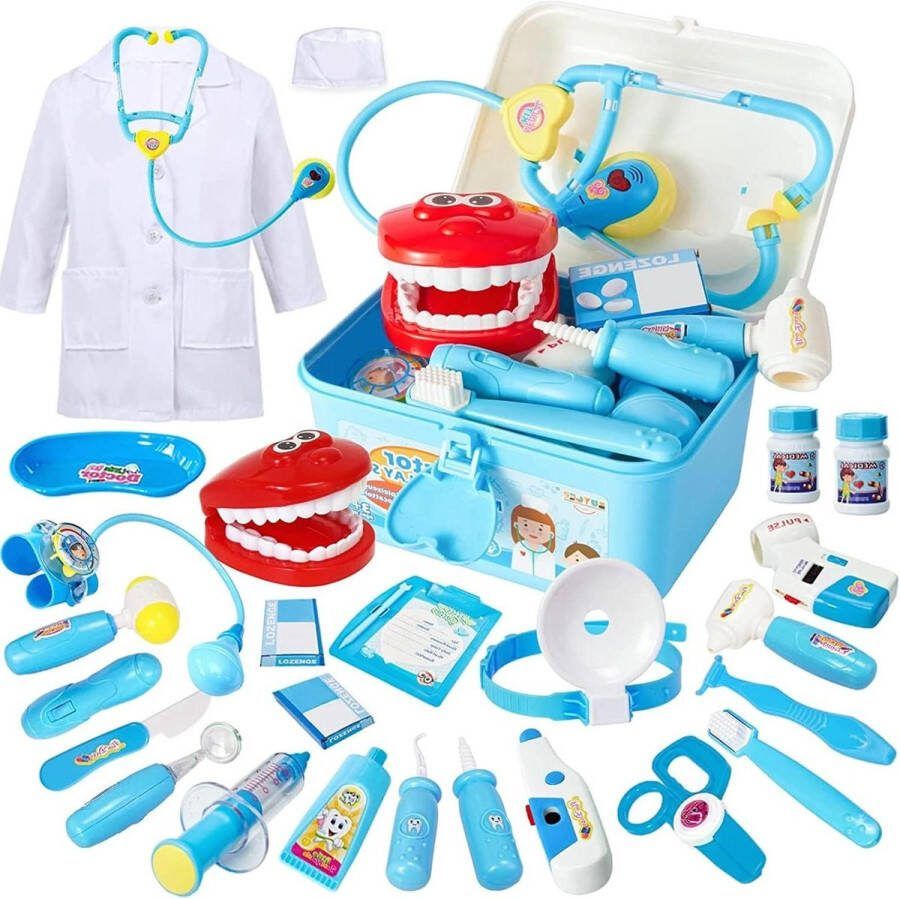 Dokterset Speelgoed 35 Stuks met Licht en Geluid Medische Kit Tandarts Rollenspel Spellen Cadeauset Kinderen 3 Jaar Dokterset Speelgoed