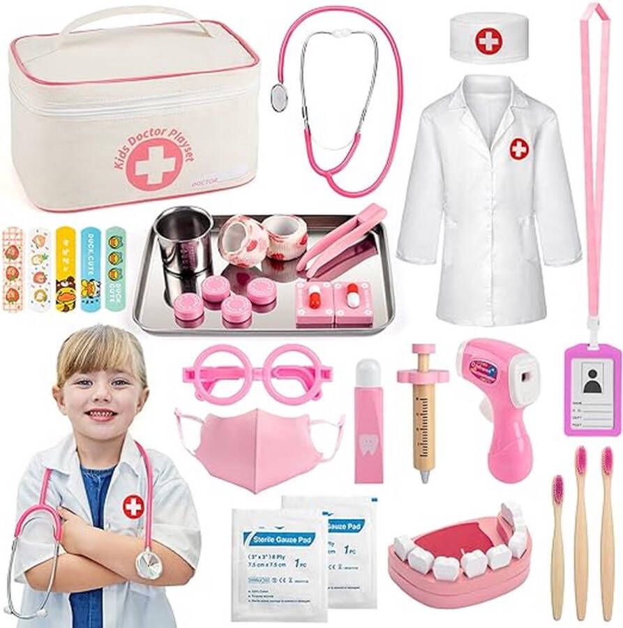 Dokterskoffer speelgoed Roze Dokterskoffer voor Kinderen 32-delige Medische Speelset voor Rollenspellen Educatief Imitatiespeelgoed Ideaal voor 3-8 jarigen