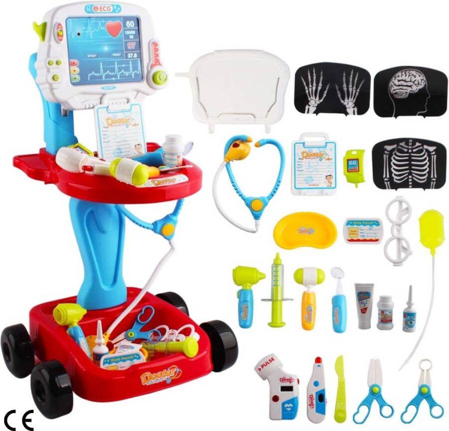 Doktersset Draagbaar Rollenspel Speelset met Accessoires voor Kleine Dokters Met Kar en veel Accessoires – Met Geluid en Licht – Voor Jongens en Meisjes
