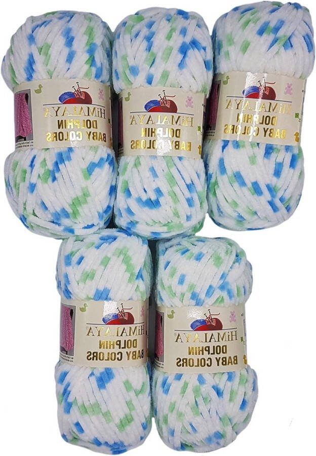 Dolphin Baby Colors meerkleurige breiwol voor baby's 500 gram super bulky wit-blauw-mint 80409