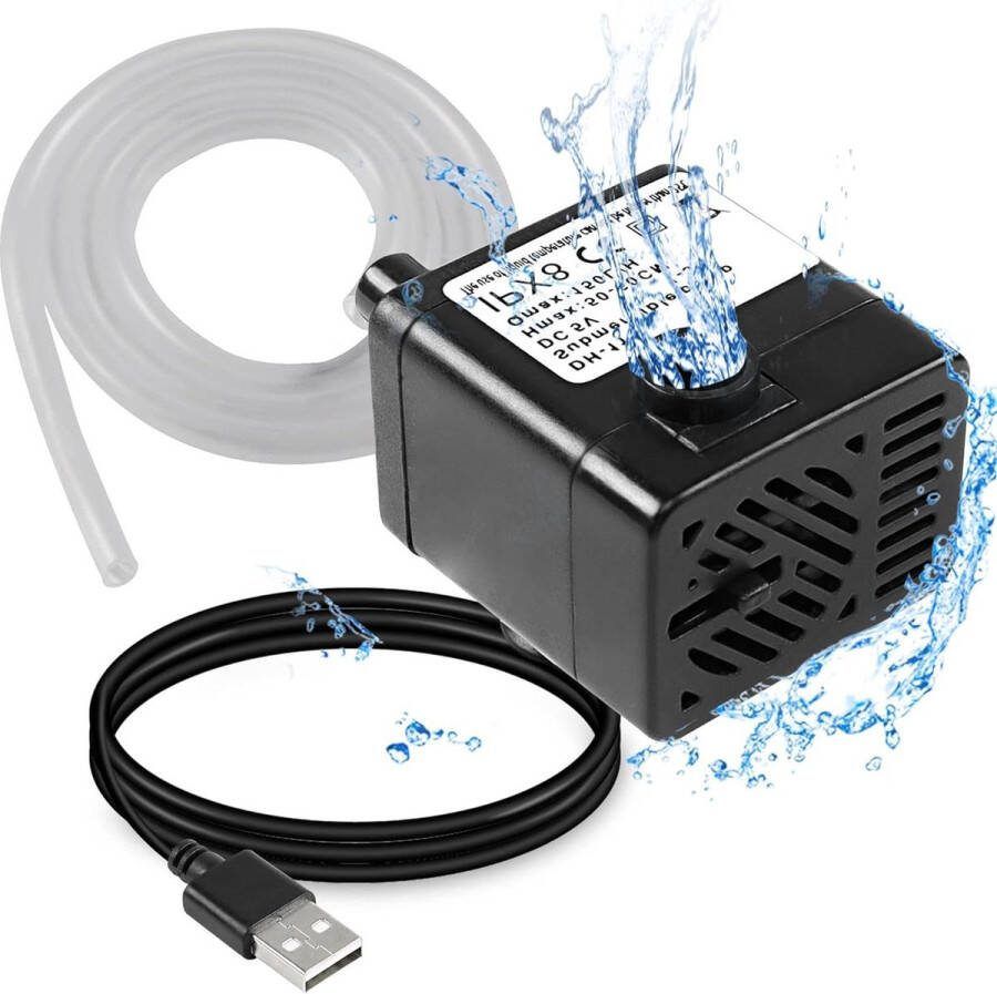 Dompelpomp dispenser voor huisdier kat drinkfontein USB-fonteinpomp aquariumaquarium vijver hydrocultuur 3W 5V met 2M slang fonteinpomp