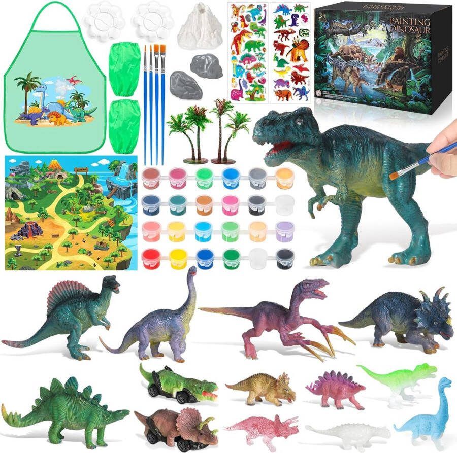 DONGQI Dinosaurus schilderset knutselset dinosaurus geschenken speelgoed van 3 4 5 6 7 8 jaar tekenspeelgoed met dinosaurusset creatieve cadeaus voor jongens en meisjes