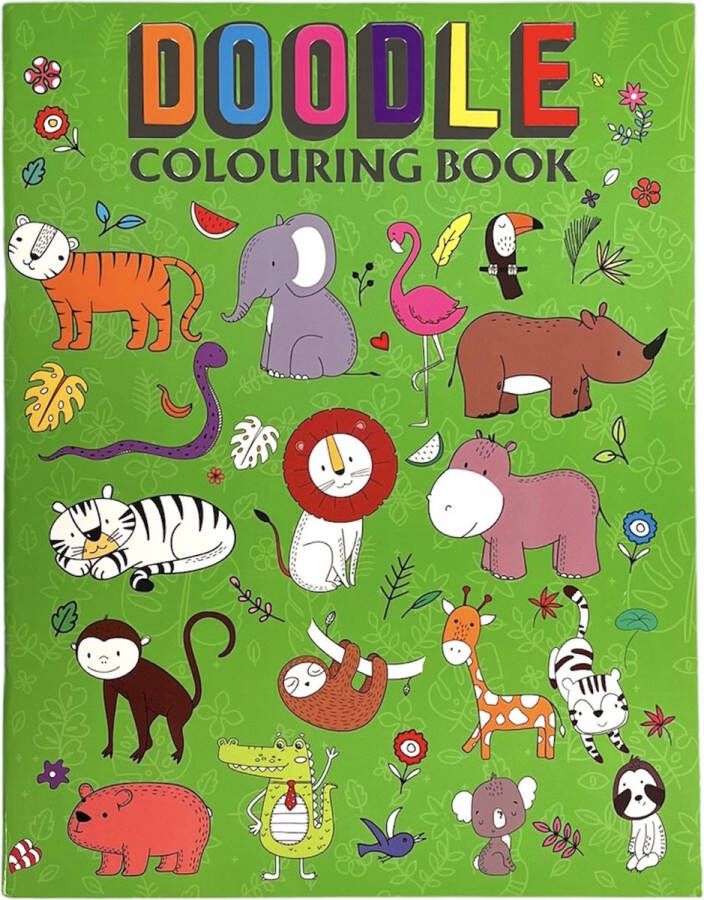 Doodle Kleurboek Jungle Kleurboek Peuter Kleurboeken voor Kinderen Tekenboek Kleurboek Kinderen Tekenen Kinderen Kleurplaten Tekenblok voor Kinderen 21 Pagina's 28x21 5cm Vanaf 3 Jaar Multi Kleuren