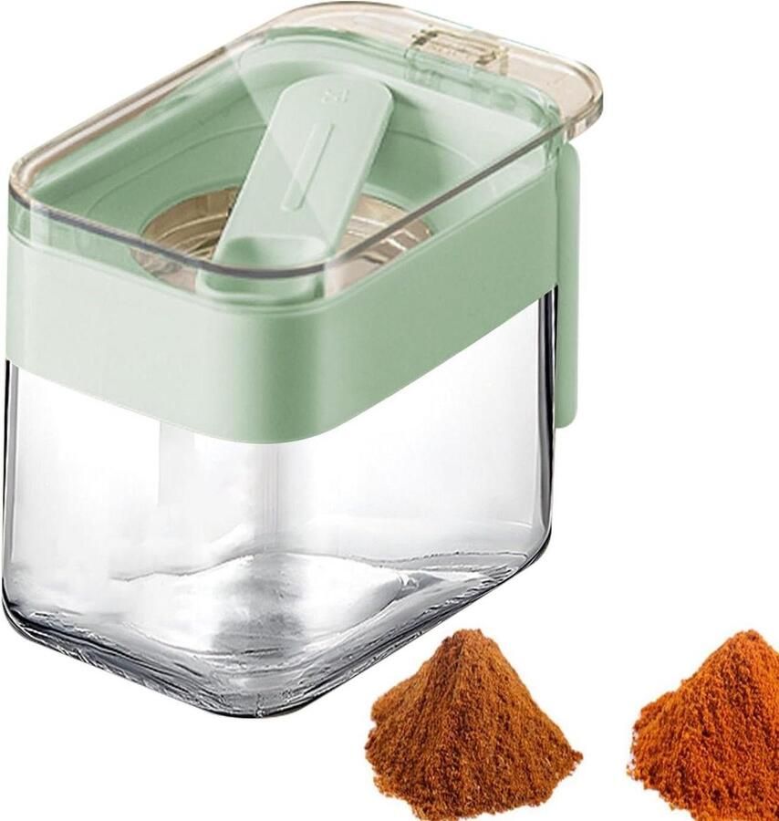 Doorzichtige glazen kruiderij canisters pot met lepel en deksel voor thuisgebruik lepelpot