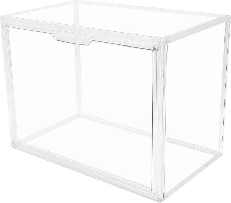Doorzichtige Stapelbare Opbergdozen van Kunststof met Magneetsluiting Stofdichte Opberg Vitrine Ideale Displaykast voor Beeldjes Boeken GUDEMAY Opbergdozen Cosmetica Schoenen en Handtassen transparent box
