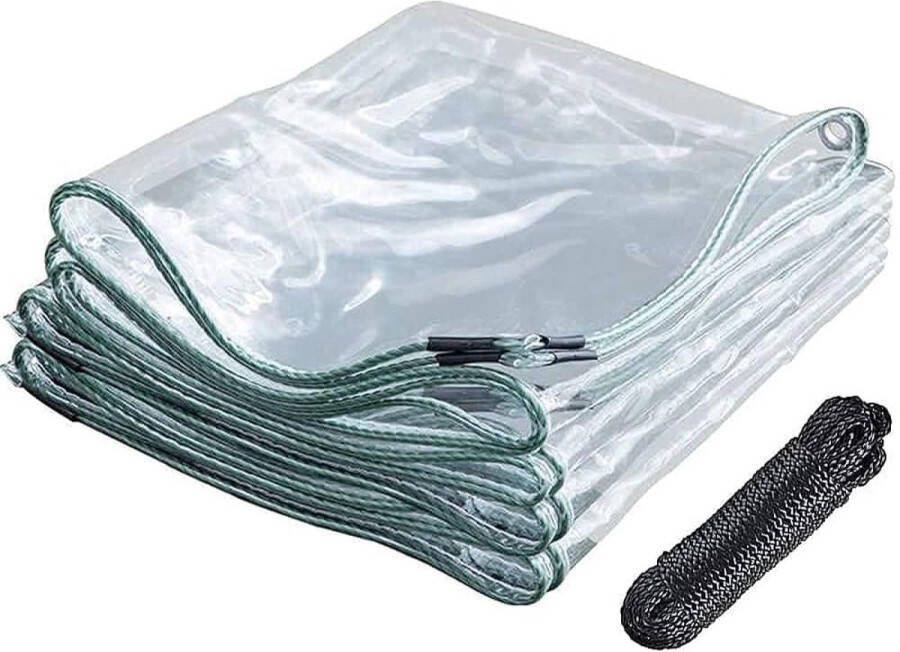 Doorzichtige Waterdichte PVC Tarp met Ogen Beschermhoes voor Tuinmeubelen en Planten 420 g m²