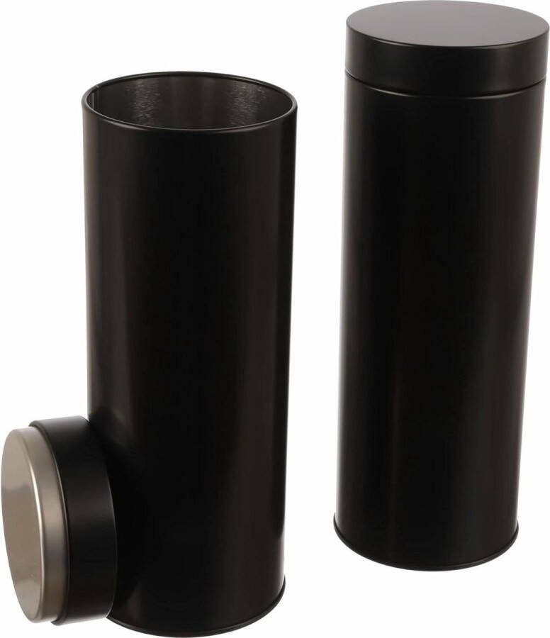Dosenritter Earl Grey 200g- bewaarblik metaal- 2x rond koffiepadblik- 20 koffiepads- 20x7cm- zwart koffiepads bewaarbus