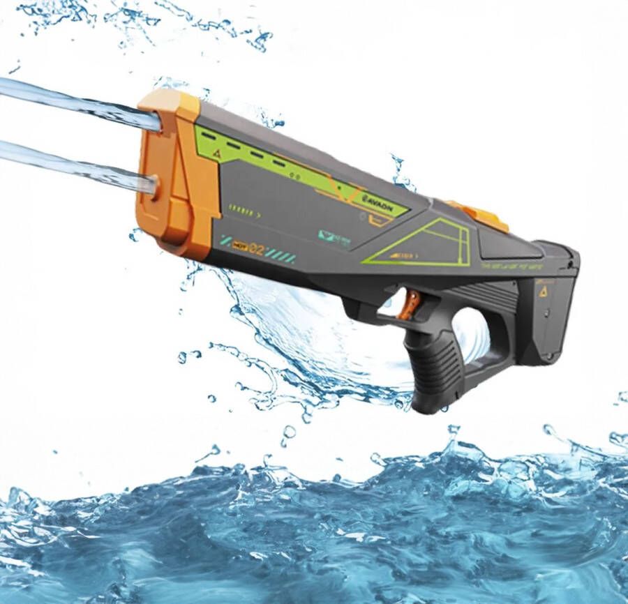 [Double blaster] Elektrisch waterpistool met Accu Automatisch waterpistool Zomer pret Schiet tot 10 meter Watergun Grote tank 2 schietgaten Waterpistool Schiet automatisch 550ML Met accu en usb-lader Grijs