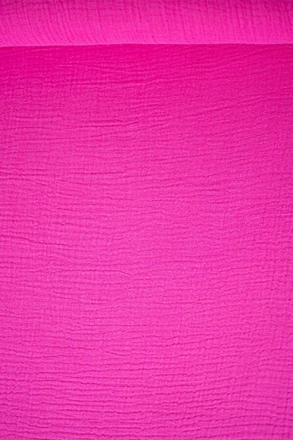 Stoffenboetiek Double gauze tetrakatoen uni fuchsia roze 1 meter modestoffen voor naaien stoffen