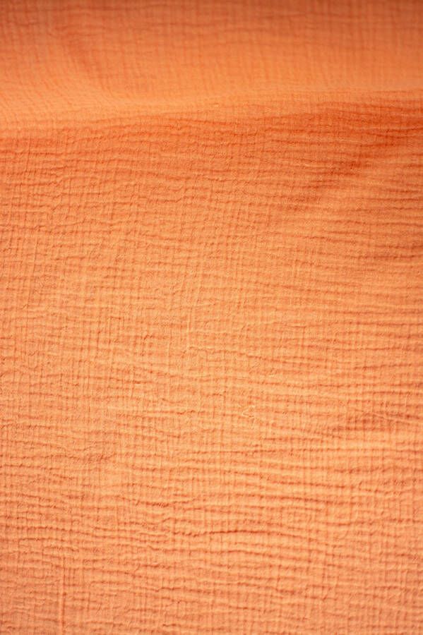 Stoffenboetiek Double gauze tetrakatoen uni oranje 1 meter modestoffen voor naaien stoffen