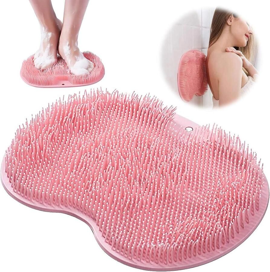 Douche deurmat massage pad douche voet en rug schrobber voet borstel massager reiniger met anti-slip zuignappen siliconen massage pad zuignappen bad massager pad Rood Voet Baden