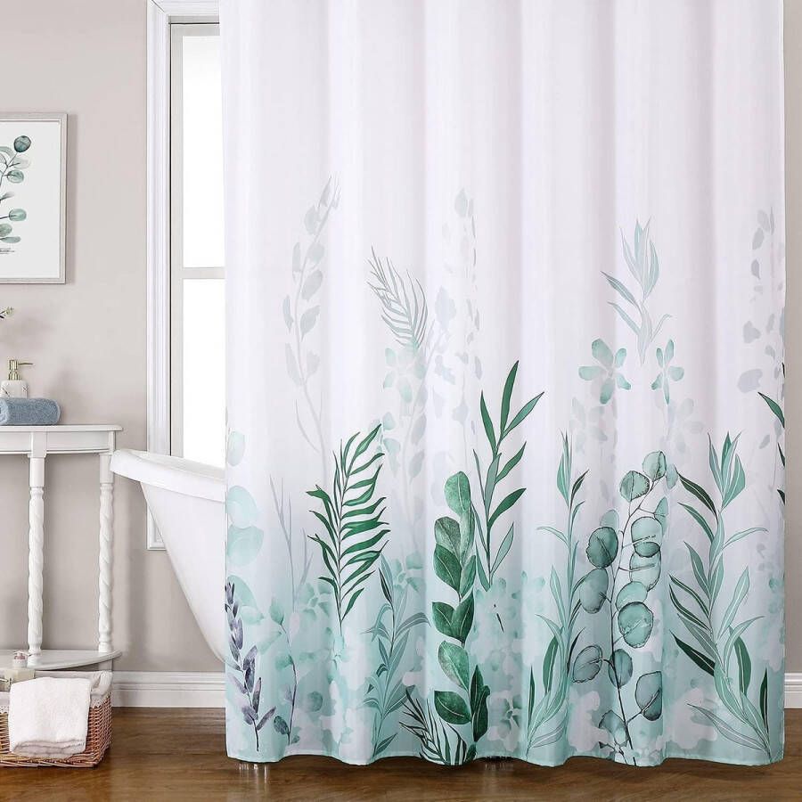 Douchegordijn met 12 haken schimmelwerend 180 x 200 cm waterdicht voor badkamer verzwaarde zoom voor badkuip hotelgordijn machinewasbaar sneldrogend