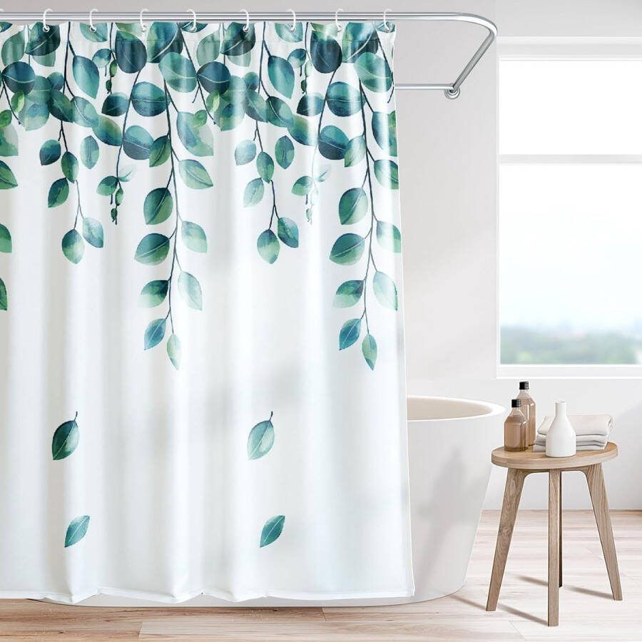 Douchegordijn met haken textiel schimmelwerend waterdicht wasbaar 180 x 180 cm douchegordijnen voor badkamer machinewasbaar sneldrogend blauw