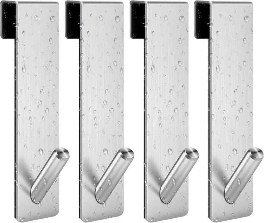 Douchehaken Handdoekrek Ophangsysteem voor douchescherm van glas 4 stuks Geschikt voor 8 mm glazen badkamerdeur Kapstokken voor badkamer Doucheruimte (Zilver)
