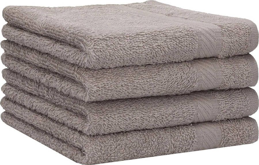 Douchehanddoeken 4x douchehanddoek van 100% katoen badhanddoek saunahanddoek lighanddoek 70 x 140 cm kleur steen