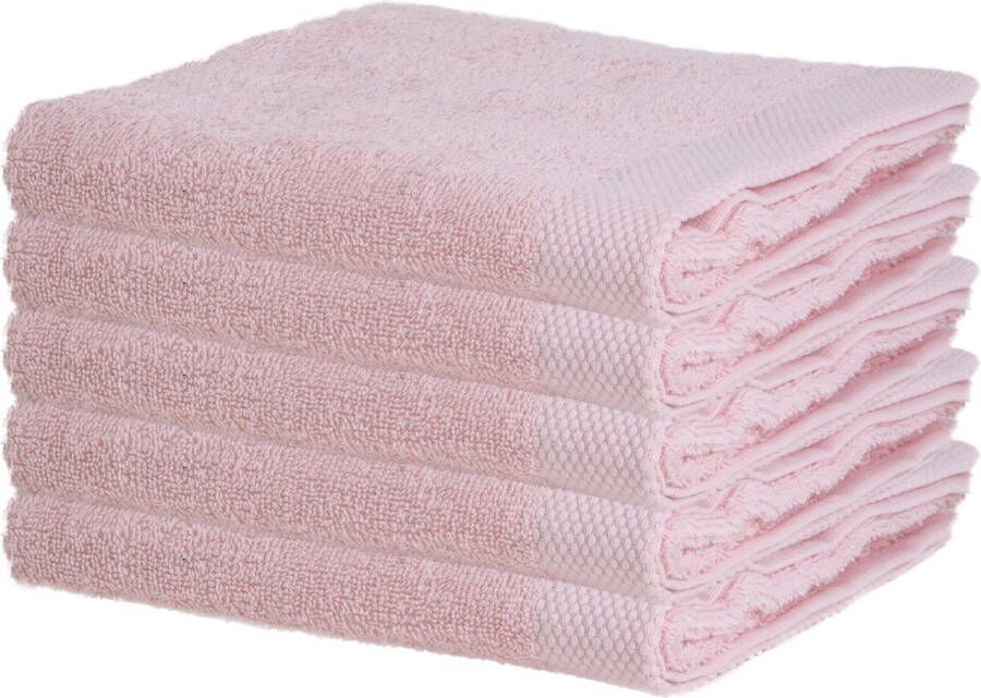 Douchelakens – 70x140 cm – Roze – 5 stuks