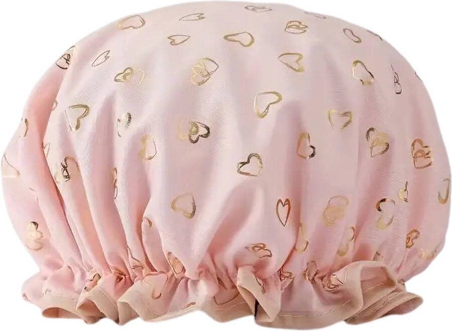 Douchemuts dames roze gouden hartjes One-size Badmuts vrouwen kinderen kind badmutsen waterdicht lang haar shower cap