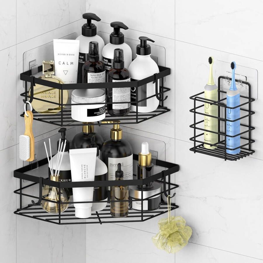 Doucheplank \ spice rack corner shelf for bathroom kitchen_8D x 22.5W x 22.5H centimetres