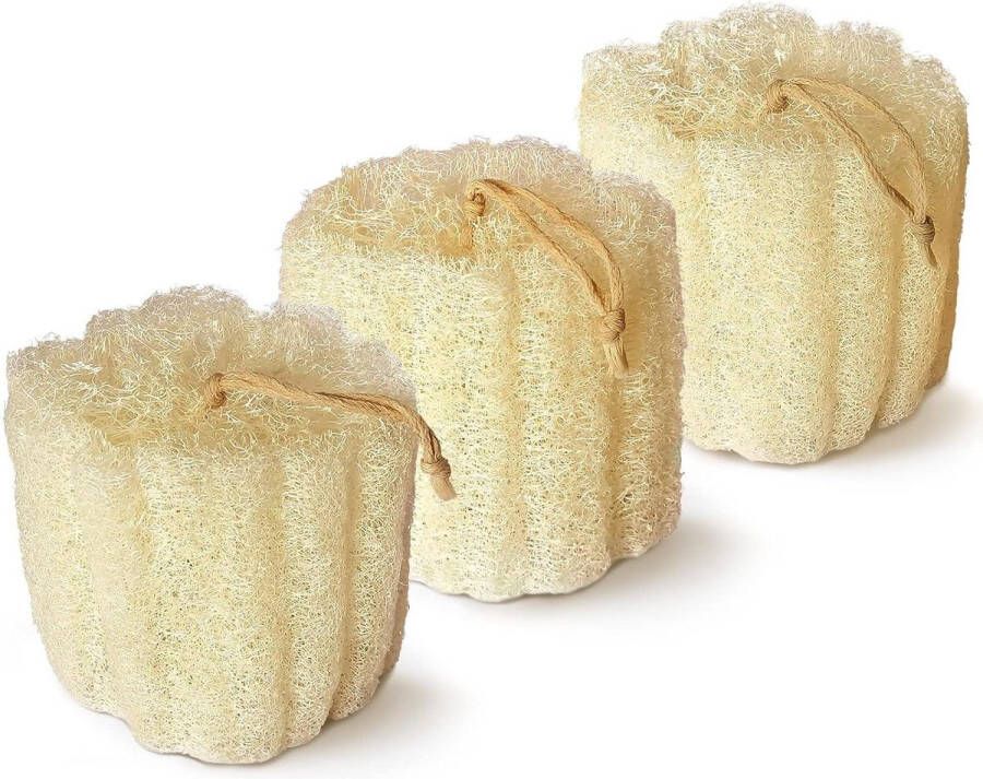Douchespons Natuurlijke Loofah Bad Exfoliating Scrubber Zachte Spa Lufa Sponzen (3-pack)